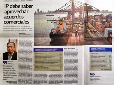 Entrevista realizada por el periódico El economista a Sr. Luis Frías Presidente de la Cámara de México-Colombia