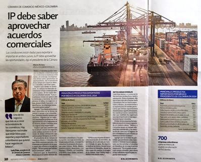 Entrevista realizada por el periódico El economista a Sr. Luis Frías Presidente de la Cámara de México-Colombia